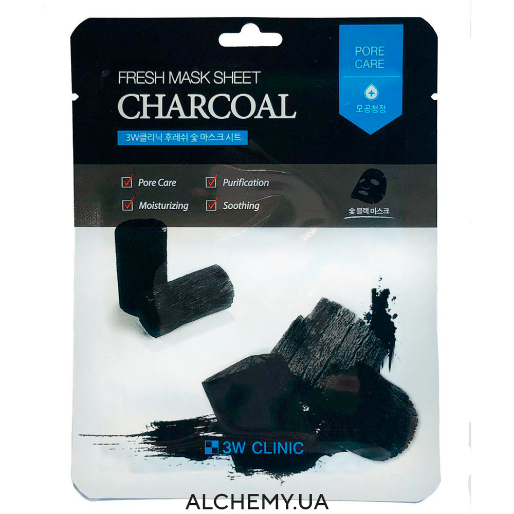 Тканевая маска 3W CLINIC Fresh Mask Sheet Charcoal - ALCHEMY