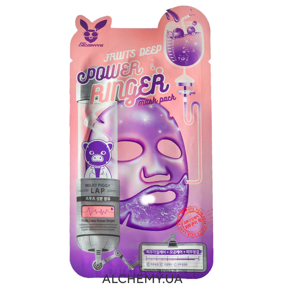 Тканевая маска ELIZAVECCA Fruits Deep Power Ringer Mask Pack - ALCHEMY