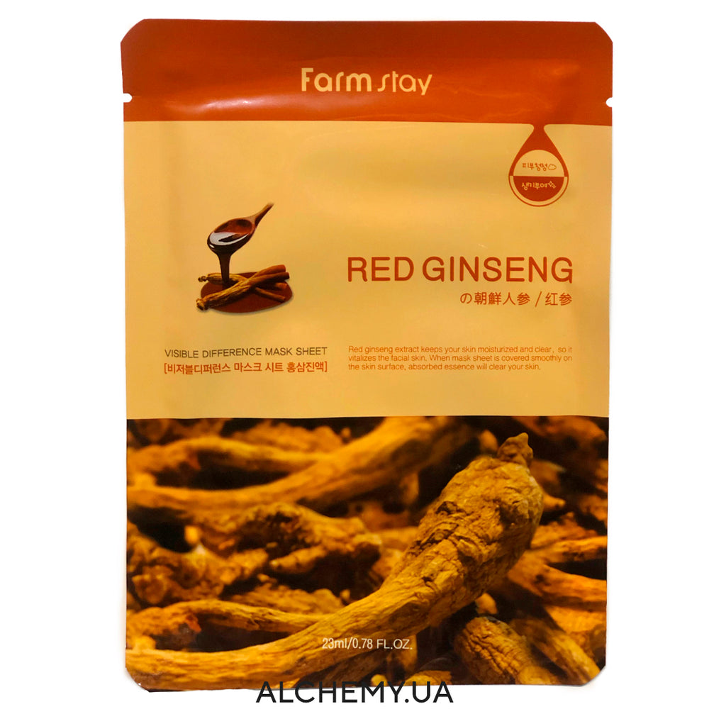 Тканевая маска FARM STAY Visible Difference Mask Sheet Red Ginseng - ALCHEMY