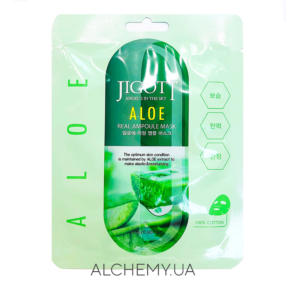 Увлажняющая маска с алоэ JIGOTT Aloe Real Ampoule Mask - ALCHEMY