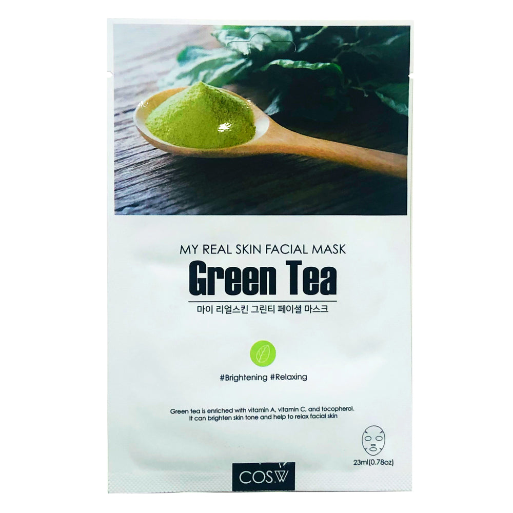 Тканевая маска с зеленым чаем COS.W My Real Skin Green Tea Facial Mask - ALCHEMY