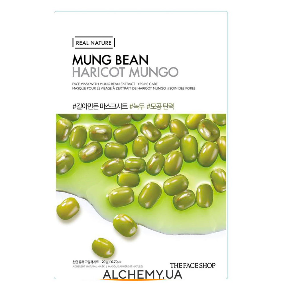 Тканевая маска THE FACE SHOP Real Nature Face Mask Mung Bean (Бобы Мунг) - ALCHEMY