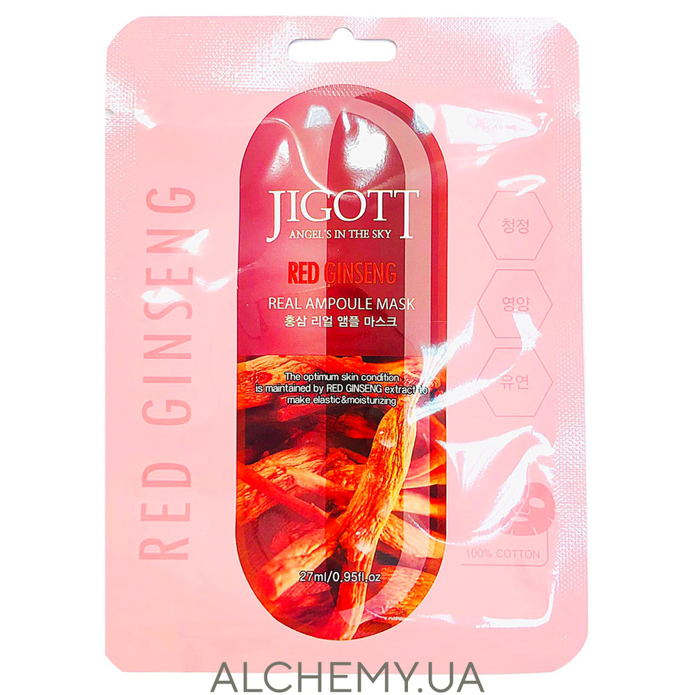 Ампульная маска с красным женьшенем Jigott Red Ginseng Real Ampoule Mask - ALCHEMY