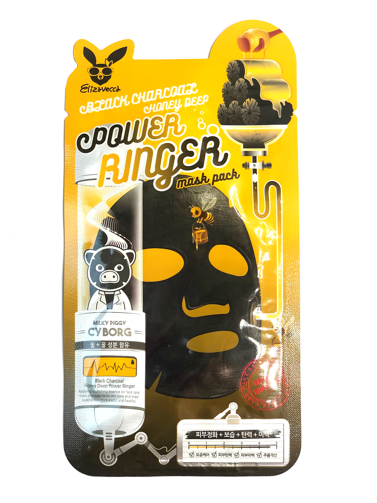 Тканевая маска Elizavecca Black Charcoal Honey Deep Power Ringer Mask Pack - ALCHEMY